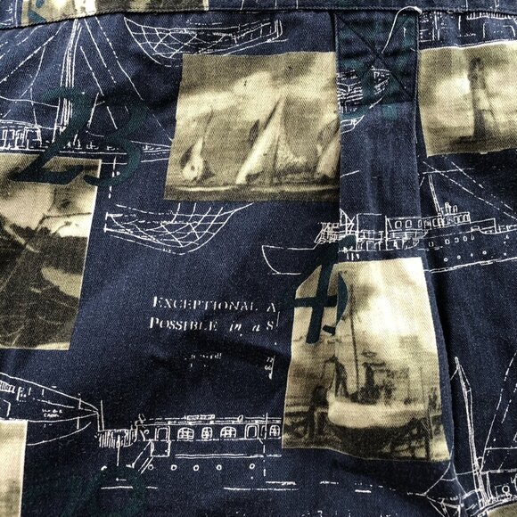 Starts & Stripes Mens Shirt Size XL Long Sleeve Button-Up Nautical Print Retro - Picture 13 of 16